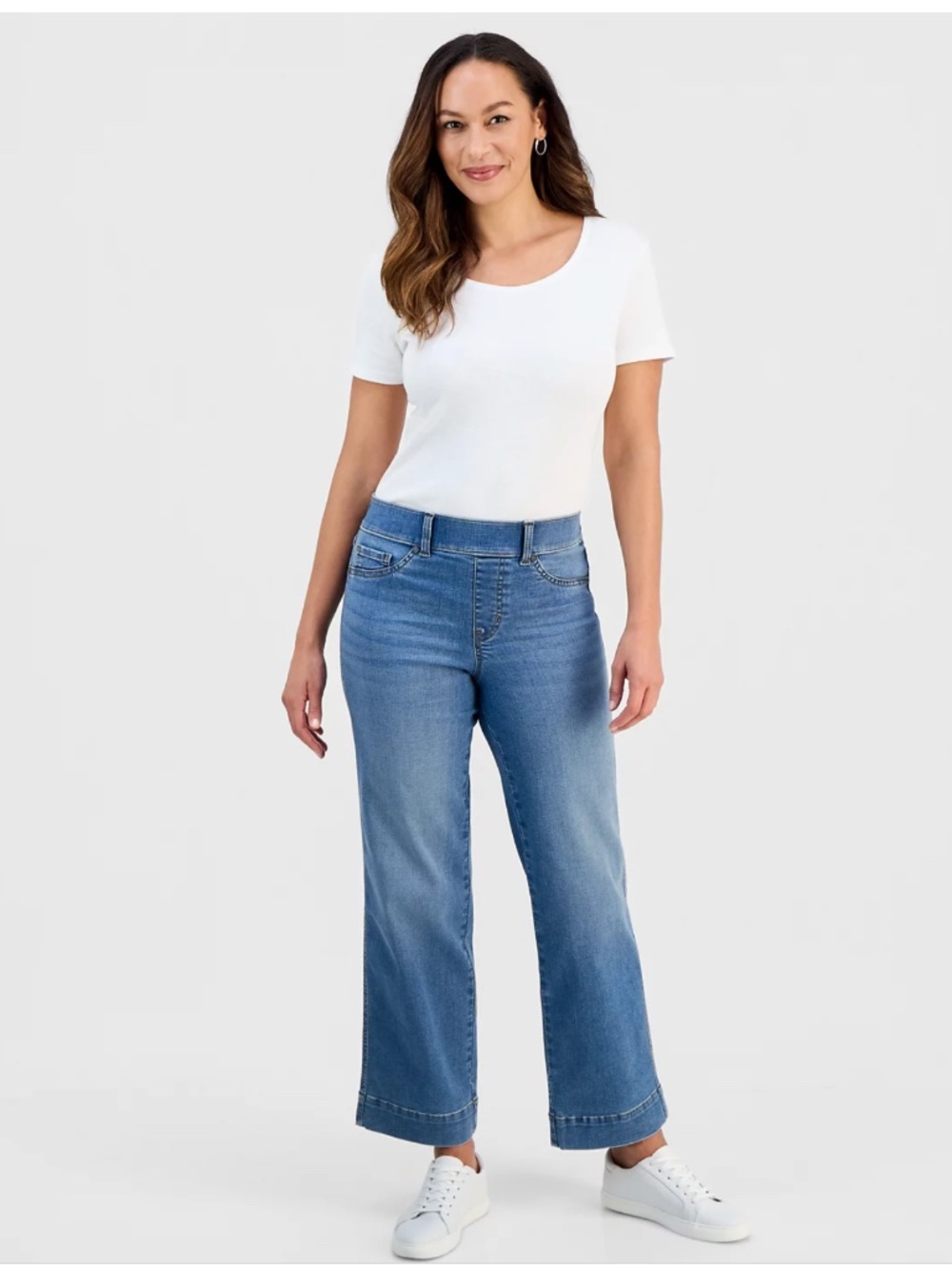 Style & co Petite Pull-On Shaping High-Rise Wide-Leg Jeans 12P